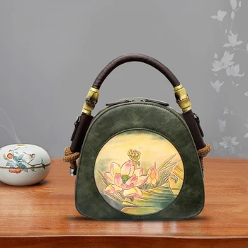 

Women Shoulder Bags PU Leather Pretty Flower Hand Embroidery Handbag Retro Lady Purse Luxury Tote Bag Messenger Bag for Girls