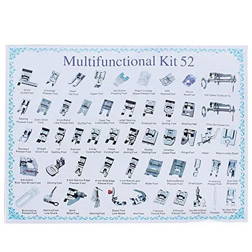 52pcs Presser Feet 32/42/52/62 шт. Набор прижимных ножек для домашней швейной машины, Швейные аксессуары для ног и реквизит для Brother Singer - Цвет: 52pcs Presser Feet