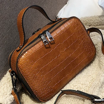 

Fashion stone pattern Hand bags Women simple double zipper shoulder Crossbody Bag Alligator female Handbags Purses 2020 New Flap