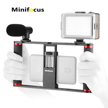 

Smartphone Video Rig Cage Handle Grip with Microphone Mic 104 LED Light Kit for Mobile Phone Vlogging Filmmaking Videomaker Vlog