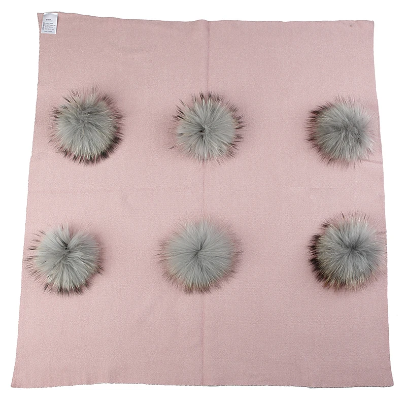 pink light gray Geebro теплое кашемировое Пеленальное Одеяло для новорожденных и детей постарше одеяло для сна для путешествий с помпоном из натурального меха 15 см постельные пеленки - Цвет: pink light gray