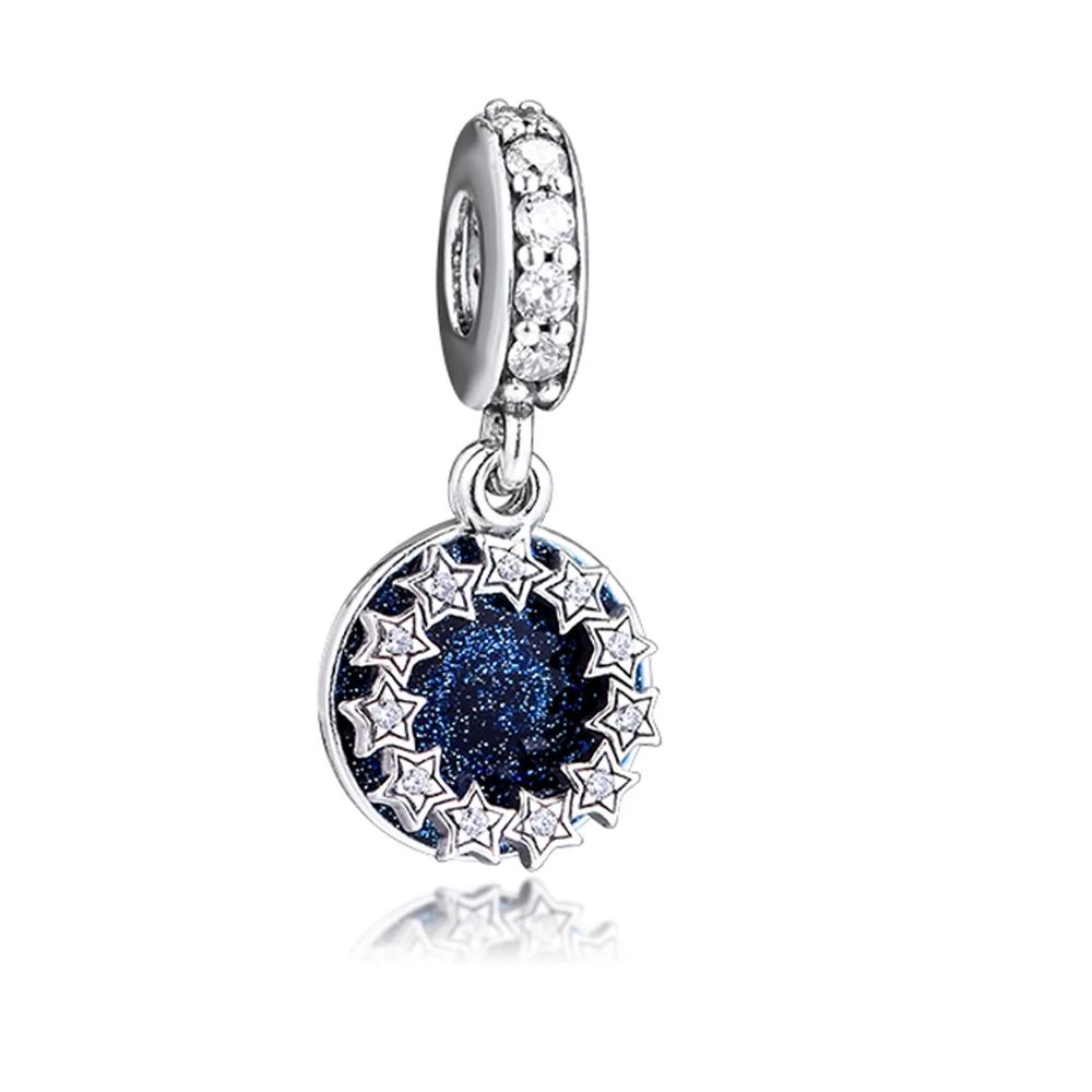 QANDOCCI 925 пробы серебро оригинальные вдохновляющие звезды висячие Шарм Fit Pandora Браслеты бусины для изготовления ювелирных изделий kralen