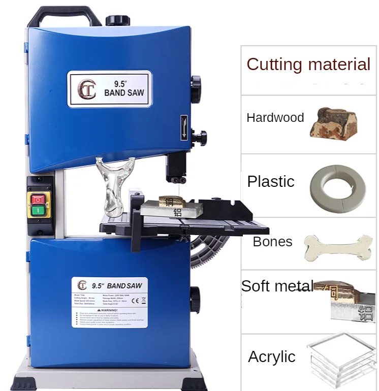 Small electric desktop woodworking band saw machine, 9.5 inch jig saw, miniature, metal, beads, cutting