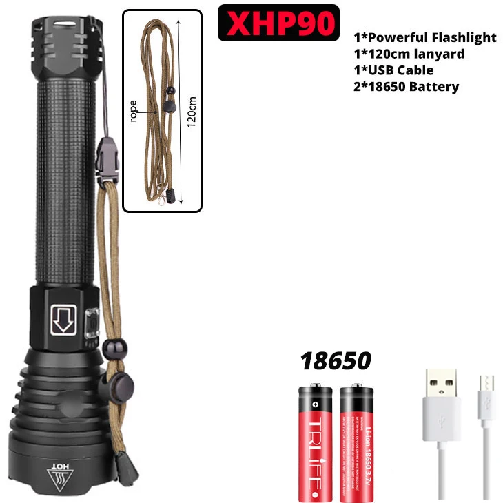 Самый мощный XHP90 светодиодный фонарик XLamp, масштабируемый фонарь XHP70, USB перезаряжаемая водонепроницаемая лампа 18650 26650 для кемпинга - Испускаемый цвет: Option F