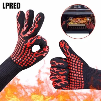 

1pair Fire Gloves High Temperature Resistant Gloves Microwave Oven Outdoor Barbecue 932F BBQ Hot Flame Proof Working Gloves Men