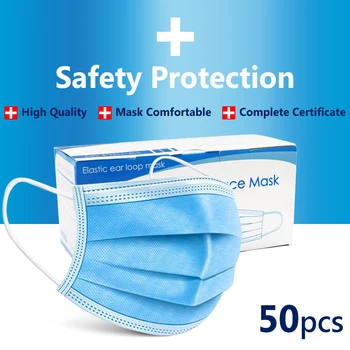 

50/100 pcs Anti-Pollution Disposable Protective Face Mask 3 Layer Non Woven Mouth Masks Dustproof Earloop For Protection Mask