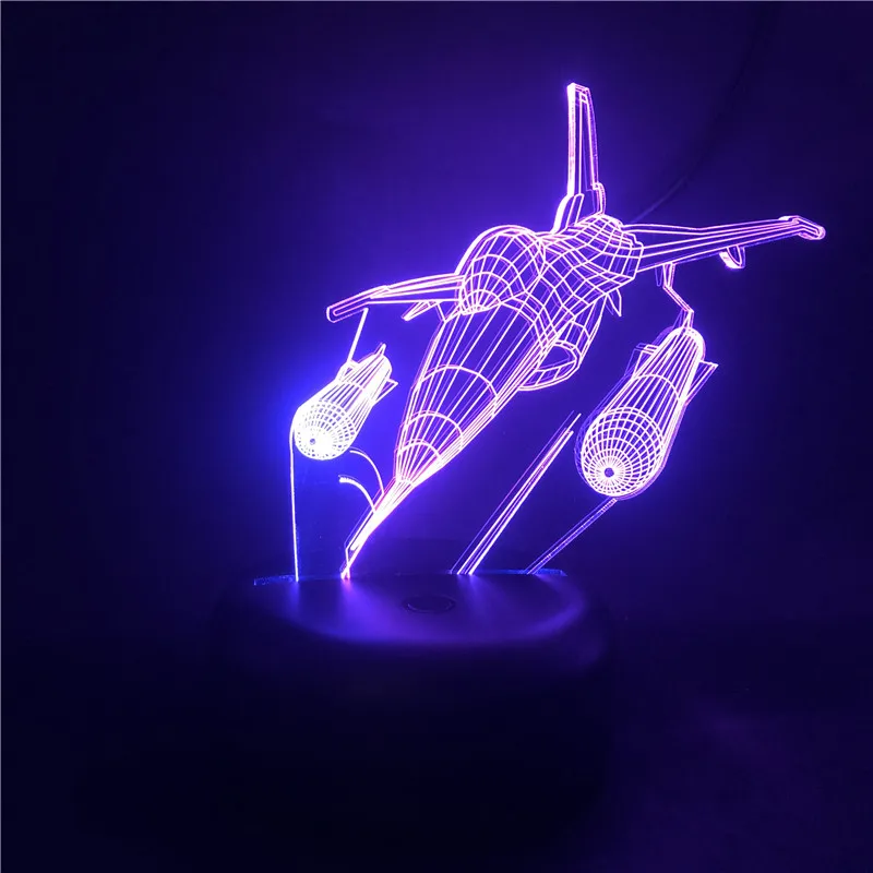 Fighter Airplane 3d Lamp Light Children Night Light LED Double Colors Cool Aircraft Nightlight Bedroom Decor Boys Toys Gifts