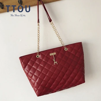 

Luxury Solid Color PU Leather Crossbody Bags For Women 2019 Chain Simple Style Shoulder Messenger Bag Travel Casual Handbags