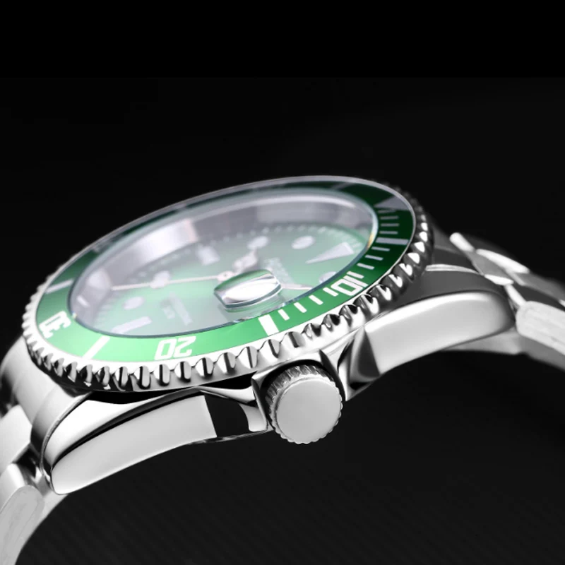 Men's Steel Band Green Water Ghost Watch Fashion Student Sports Calendar Luminous Quartz Watch Non Mechanical Men's Watch