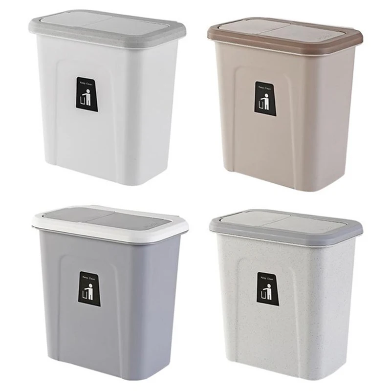 Hot sale Kitchen Push Cover Trash Can Hanging Fruit And Vegetable Skin Kitchen Garbage Storage Bucket Simple Storage Box White