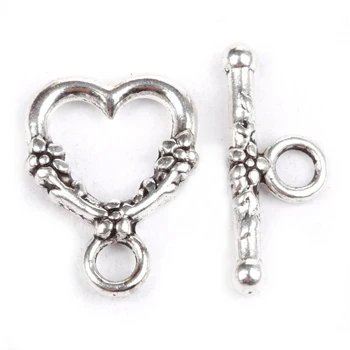 

20 Sets Antique Heart Shaped Ring Hook Toggle Clasp Hooks Findings For Jewelry Making Competent Diy Bracelet Necklace Wholesale