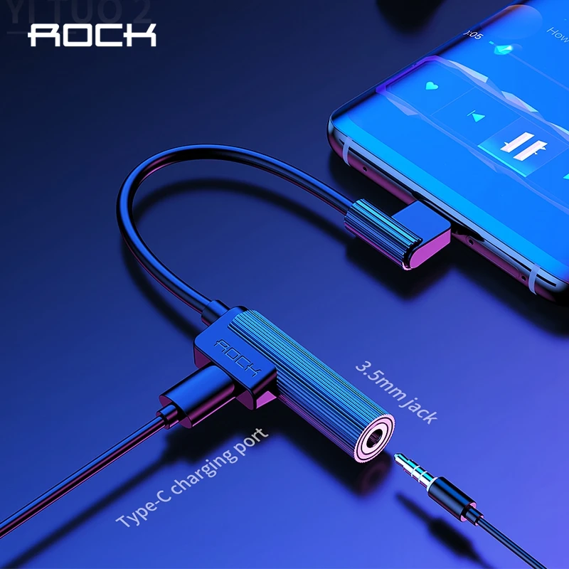 Адаптер для наушников ROCK 2 в 1 USB Type C 3 5 мм адаптер Samsung Xiaomi OTG Aux аудио зарядное