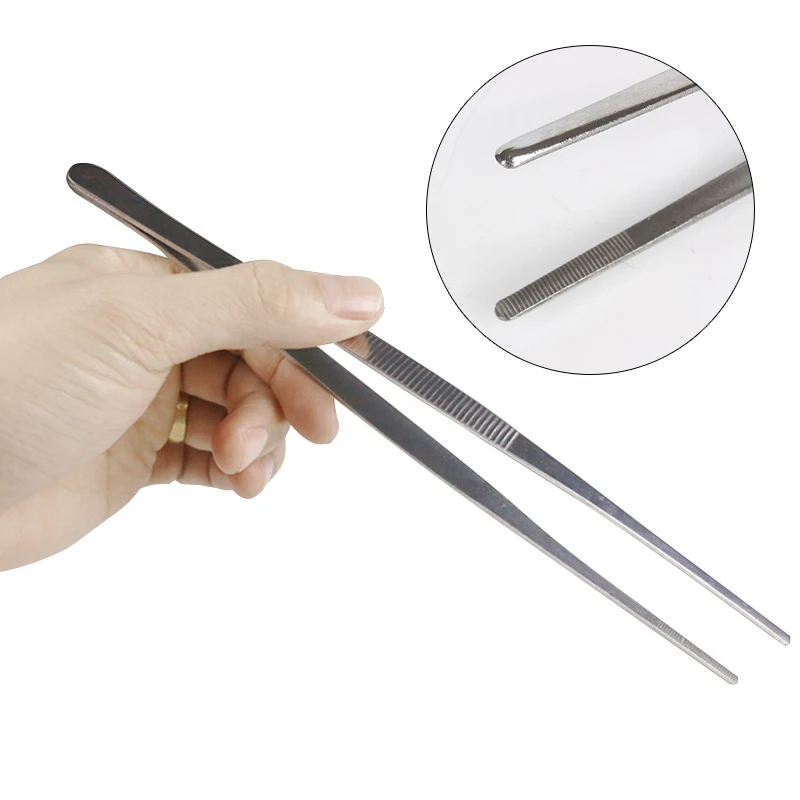 

DIDIHOU 2Pcs/set Stainless Steel Tweezers Fish Tank Feeding Tool Clip Medical Elbow Tweezers Auxiliary Repair Tweezers Kit