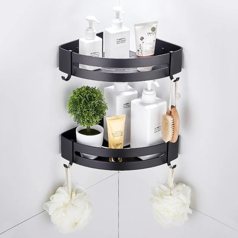 

Bathroom Corner Shelves Shower Shelf Bath Shampoo Storage Rack Wall Mounted Aluminum Bathroom Basket Holder Kitchen Accessories