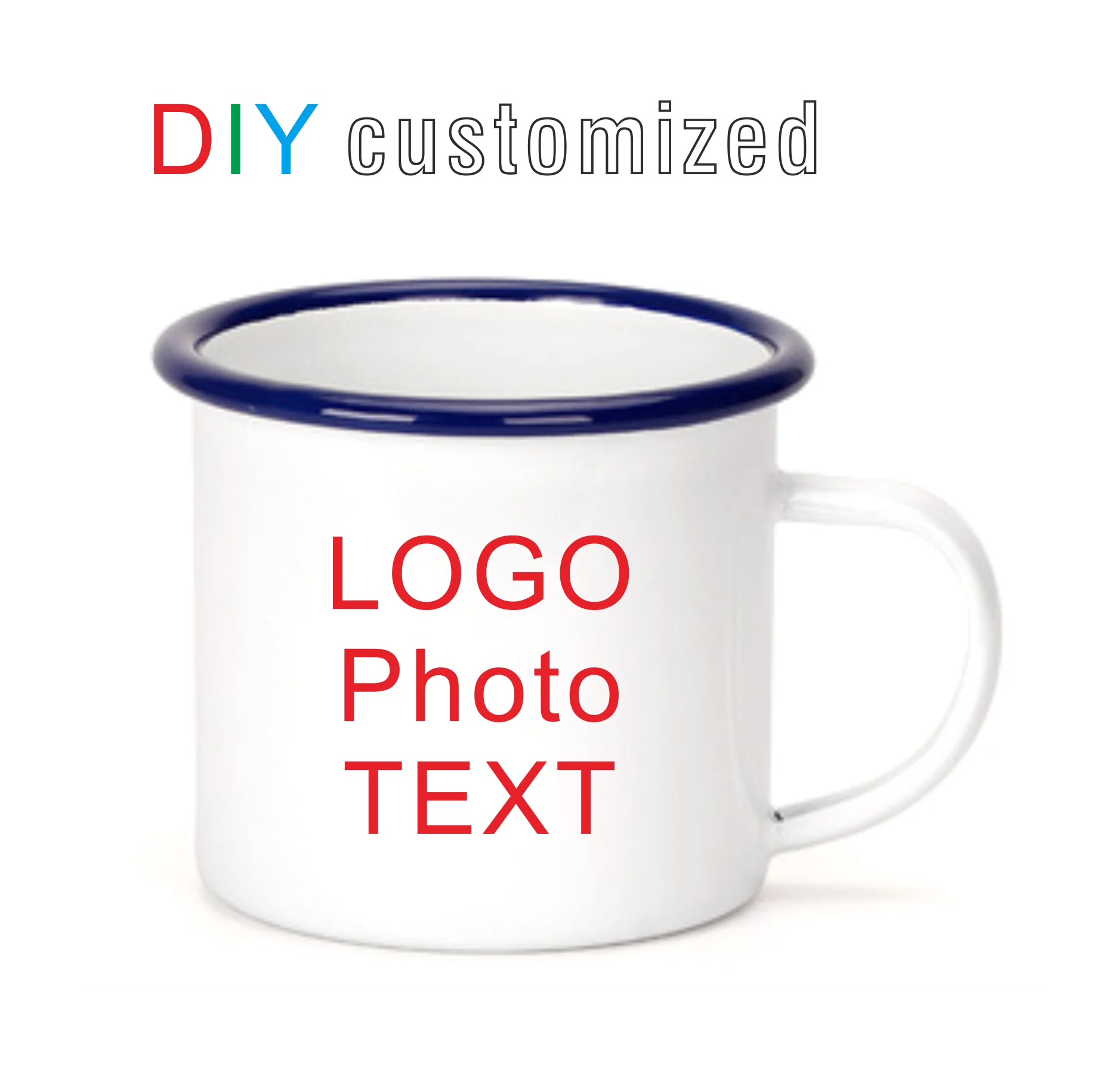 Personalised Custom Text and Photo Enamel Mug Tea Coffee Cup Printed Gifts 