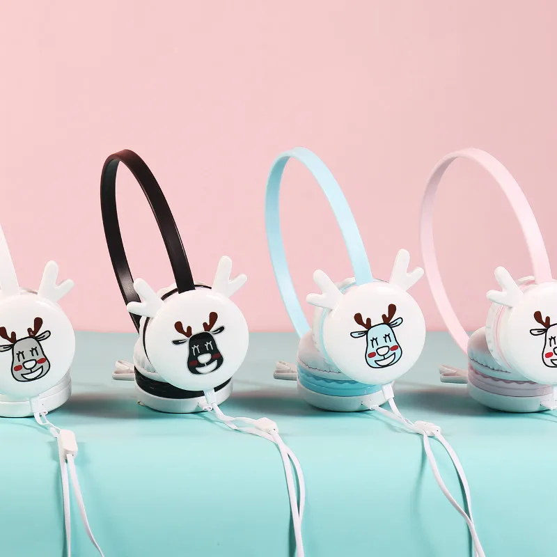 Cute Antlers Headphone for Kids Wired Headsets 3 5mm Jack Headband with Mic for iPhone xr Daugther Music Stereo Earphone Gamer