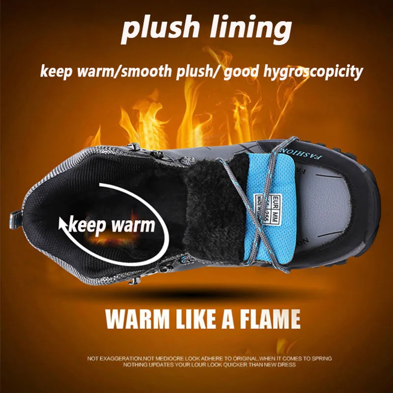 men high top hiking shoes waterproof trekking sneakers mens casual winter warm snow boots man mountain shoes for hunting boots