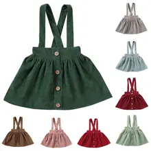 8 цветов, детское платье на лямках для маленьких девочек, одежда, однотонные вечерние платья трапециевидной формы до колена на пуговицах