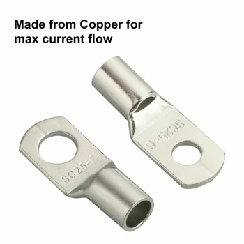 

140pcs Cable Lugs Ring Terminals Battery Wire Connectors Pure Copper Tinned