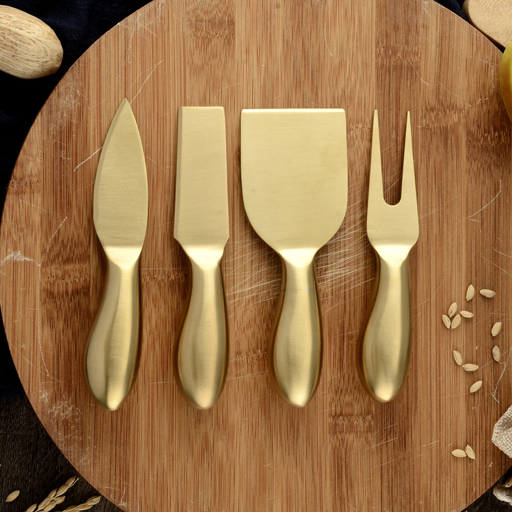 High Quality Gold Cheese Knife Set 4pcs Stainless Steel Butter Spreader Cheese Cutter Slicer Fork Kit Kitchen Chef Spatula Tool Cheese Knives Aliexpress