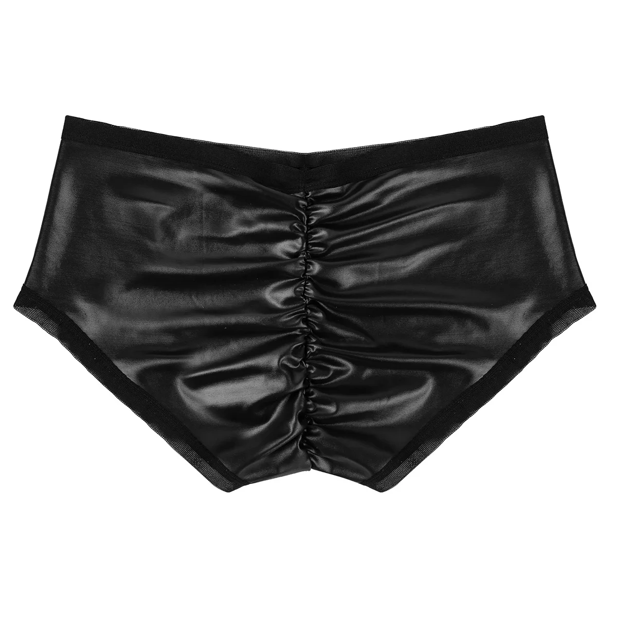 

Faux Leather Women's Wet Look Lingerie Clubwear Sexy Exotic Back Ruffled Stretchy Panties Mini Briefs Micro Thong Underwear