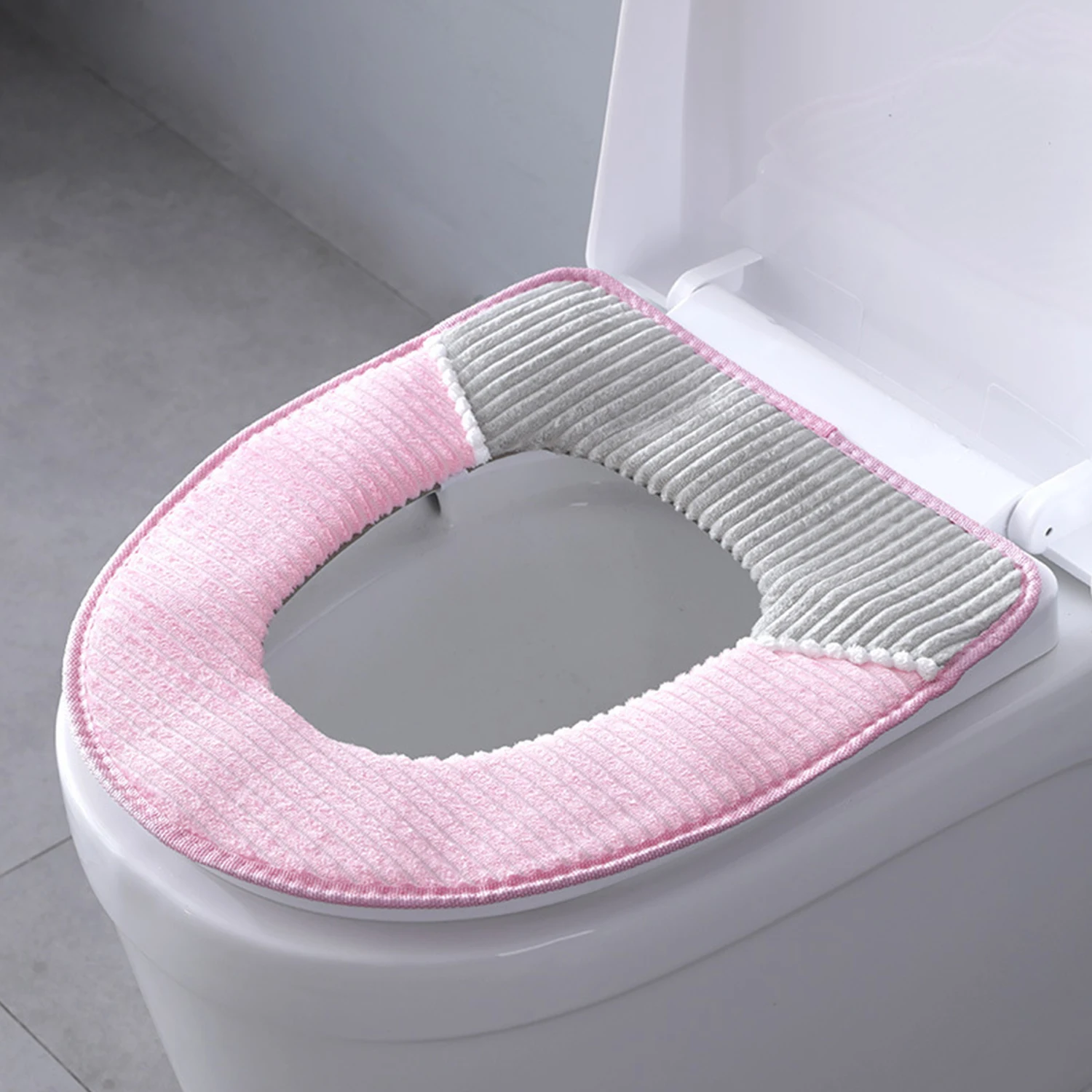 Toilet Seat Mat Bathroom Protector Warmer Corduroy Water Absorbent Bathroom Rug Toilet Cover Seat Lid Pad Cushion Toilet Rug