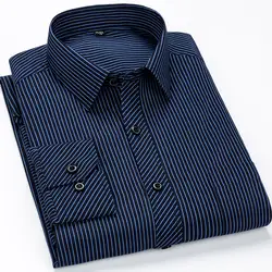 Брендовые новые дизайнерские рубашки в синюю полоску Camisa Social White Navy классические узкие платья Foraml Мужская рубашка Корейская одежда мужская