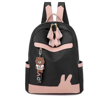 

2020 Korean Style Leisure Lady Backpack Waterproof Oxford Large Capacity Outdoor Travel Bag Women Cute Rabbit Ear Laptop Bags