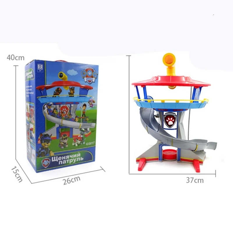BOX Все paw patrol автобус смотровая башня с музыкальными фигурками patrulla canina paw patrol игрушки для детей рождественские подарки - Цвет: BOX