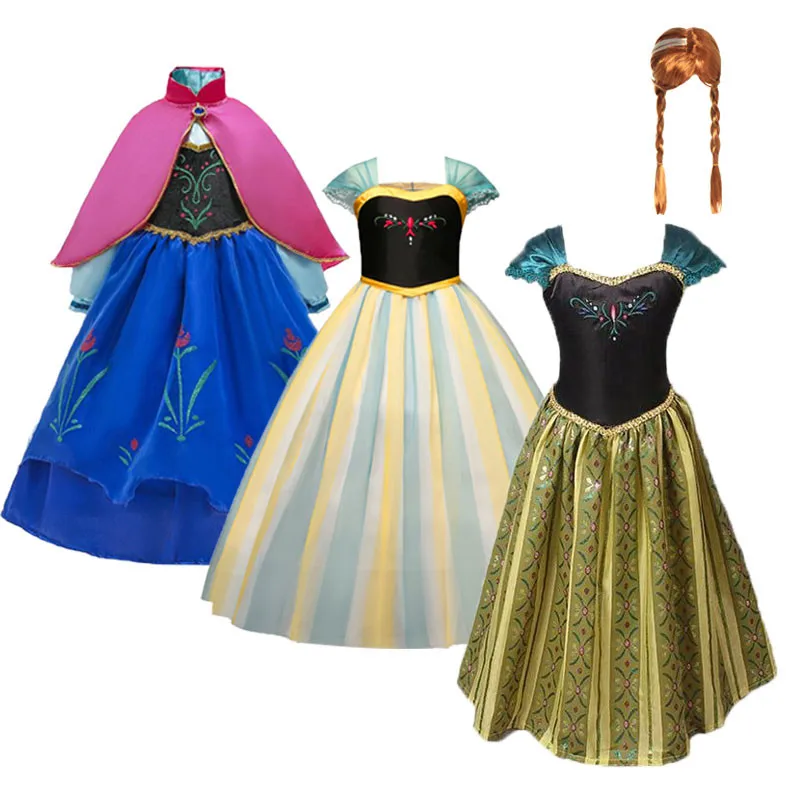 

Anna Dress For Girl Kids Princess Dress Up Frock Children Halloween Carnaval Cosplay Costumes Girls Floral Birthday Party Gown