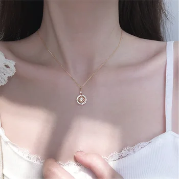 

925 sterling silver custom light luxury sun flower necklace female ins simple clavicle chain temperament niche new jewelry 2020