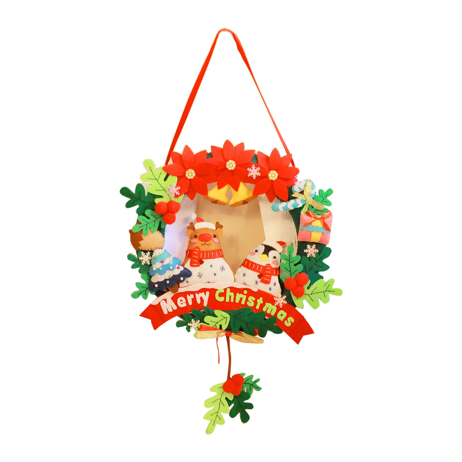 Felt Christmas Decorations Kids' Felt Craft Kits Christmas Sewing Set Starter Kits Non-Woven Handmade DIY Hanging Garland Wreath