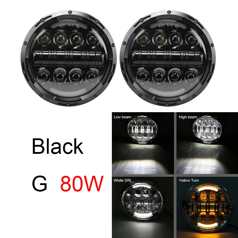  FADUIES 2Psc 7 Inch LED Headlight H4 Hi-Lo Beam With Halo Angel Eyes For Lada 4x4 urban Niva Jeep J - 32815159552