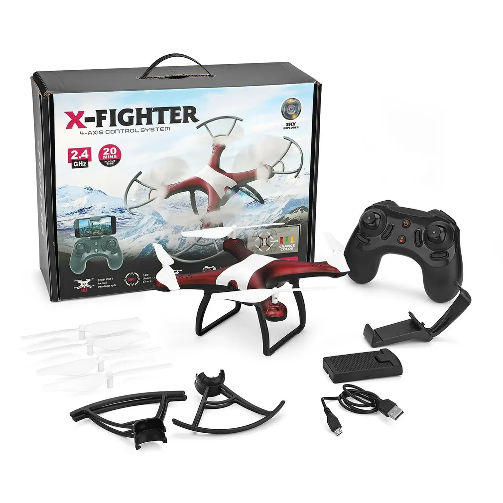 

XK Q838-E 2MP 2.4G RC Drone RTF Wifi HD 720P Camera With Altitude Hold Gesture Mode 360 Degree Roll Following Helicopters Toys
