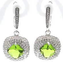 31x16 мм дизайн Зеленый Перидот CZ подарок для девочек серебряные серьги