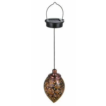 

Hollowed Out With Handle Yard Hanging Lantern Courtyard Solar Lamp LED Decorative Outdoor Garden Porch Wrought Iron Patio