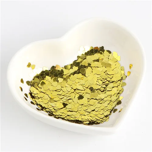 light gold Экологичный ПЭТ 3 мм ультратонкий Сердце блестка для ногтей смешанные голографические лазерные серебряные блестки пайетки для рукоделия украшения ногтей 8 г - Цвет: light gold