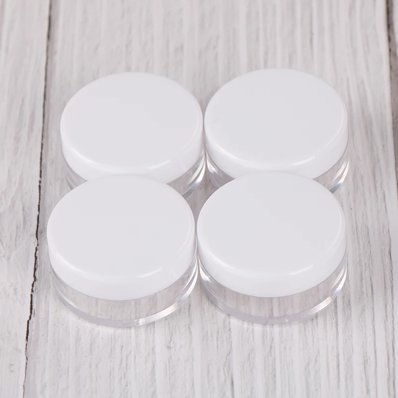 

4PCS Cosmetics Jar Box Makeup Cream Nail Art Cosmetic Bead Storage Pot Container Round Bottle Portable Plastic Transparent Case