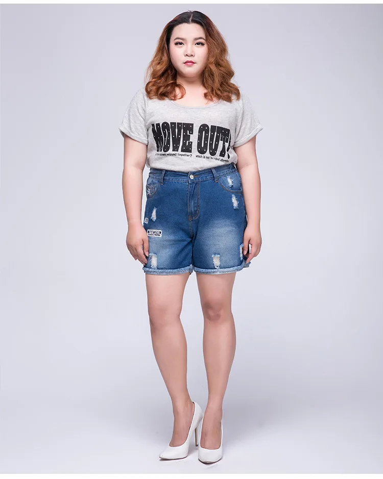 TUHAO, корейский стиль, повседневные шорты, рваные, размера плюс, 7XL, 6XL, 5XL, высокая талия, с дырками, джинсовые шорты для женщин, летние, женские джинсы, LZ26