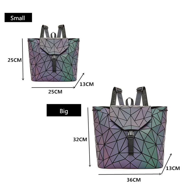 New Luminous Women backpack Geometric Folding Backpack For Teenage Boy Girls School Bag Designers Bagpack Female Ladies Mochila