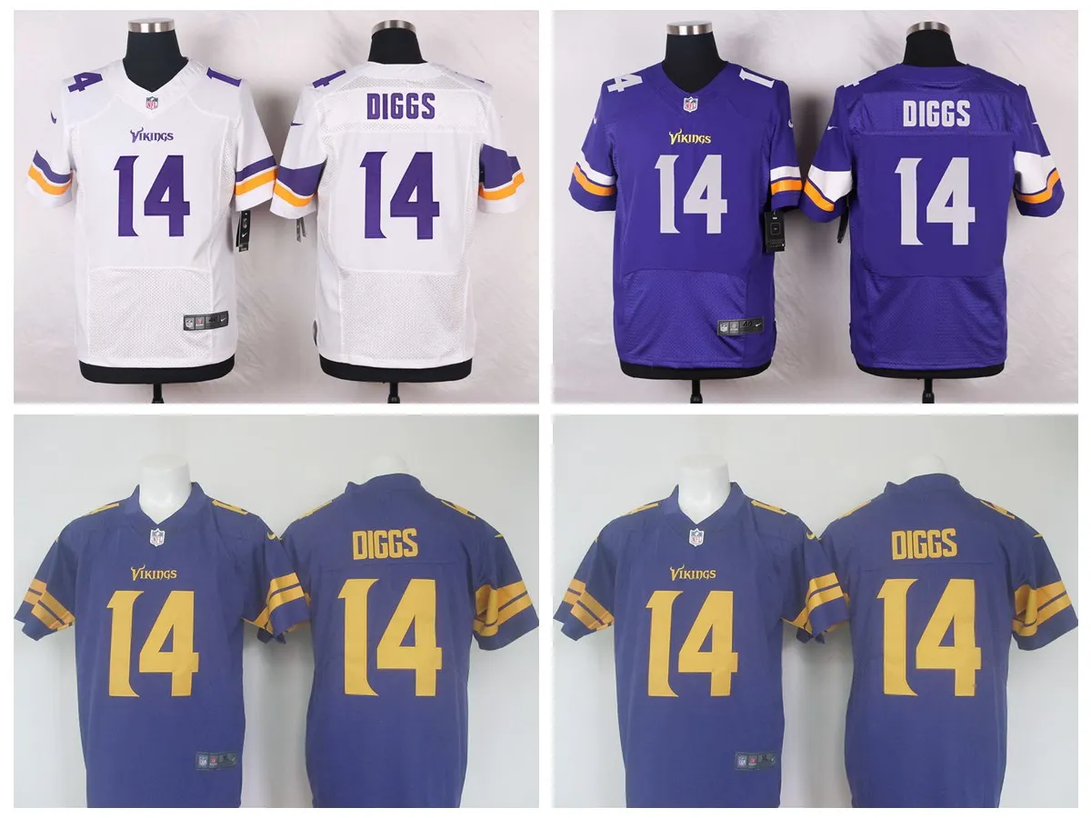 Stitiched, Миннесота s,#14 Stefon Diggs Elite фиолетовый и белый цвет команды Джерси