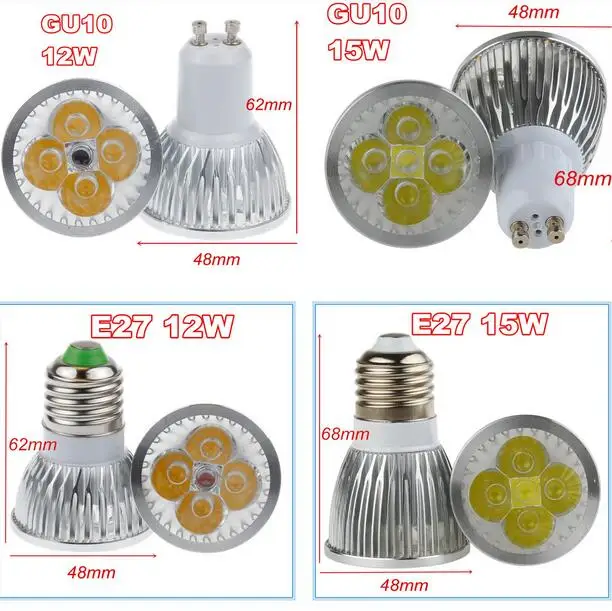 Супер яркая светодиодная лампа 9 Вт 12 15 GU10 E27 E14 Светодиодная 110 В 220 с регулируемой