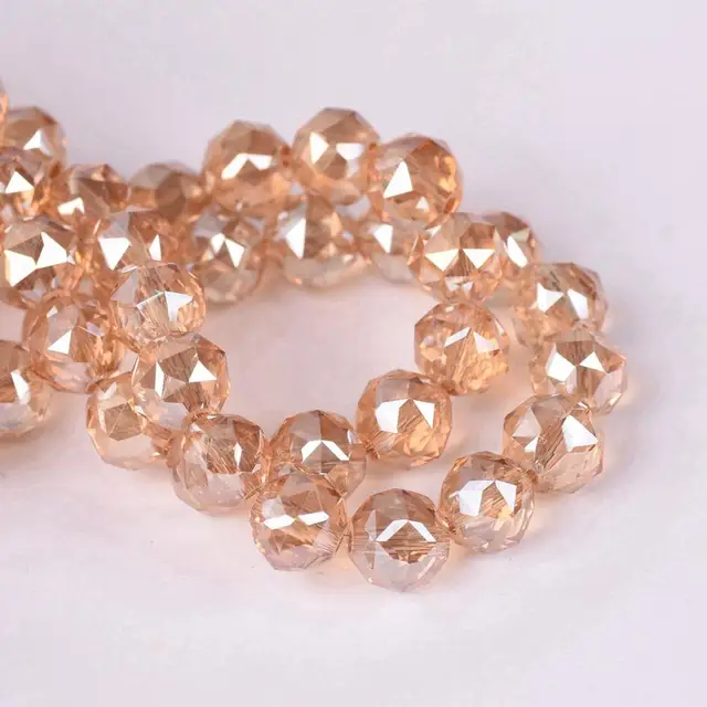 6mm 8mm Round Shape Coloful Plated Faceted Crystal Glass Loose Beads Wholesale lot for Jewelry Making DIY Crafts Findings Amber Gold