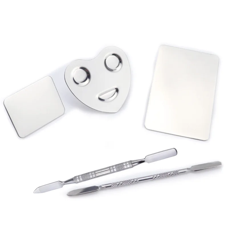 

1PCS Manicure Finger Ring Color Palette Make up Cream Foundation Mixing Palette Cosmetic Make up Tool Stainless Steel Plate