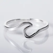 Simple Fashion Design Sea Wave Rings Ocean Surf Alloy Ring Rose Gold Silver Color Finger Jewelry Rings for Women Surfer Gift