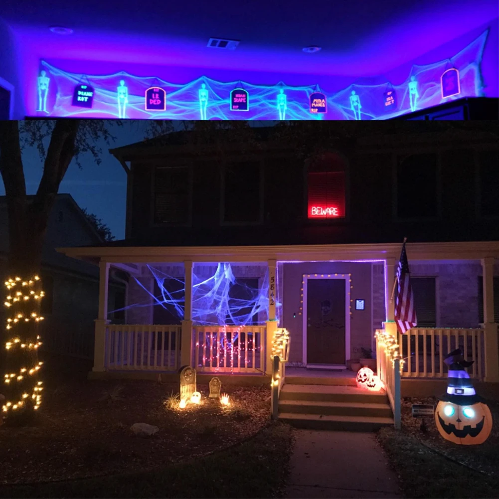 10 м светодиодный черный светильник, УФ-гирлянда, USB, для рождества, Хэллоуина, вечерние, водонепроницаемый, DIY, барная лампа, бактерицидный, для сцены, дом с привидениями, Ультрафиолетовый