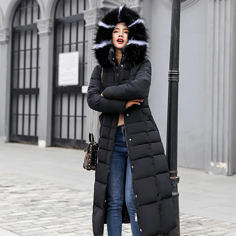 Black Jacket RICORIT длинная куртка Женская мода Тонкий хлопок ватник утолщаются х Длинные куртки женские зимние теплые парки женские пальто Пиджак - Цвет: Black Jacket