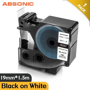 

Absonic 19mm 3/4" Label Tape Heat Shrink Tube 18057 Fit Dymo Rhino Label Maker 4200 6000 5200 5000 Black on White Printer Ribbon