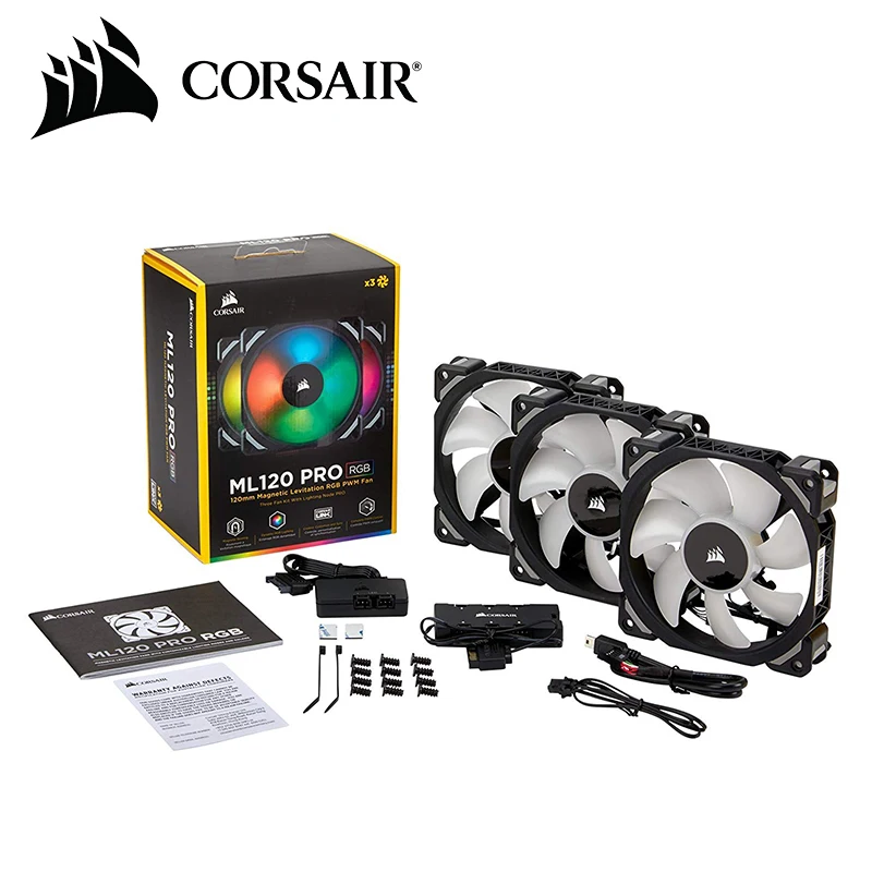 Corsair ML120/ML140 PRO 120 мм 140 мм Премиум магнитная левитация RGB светодиодный PWM вентилятор - Цвет лезвия: ML120 Triple Pack