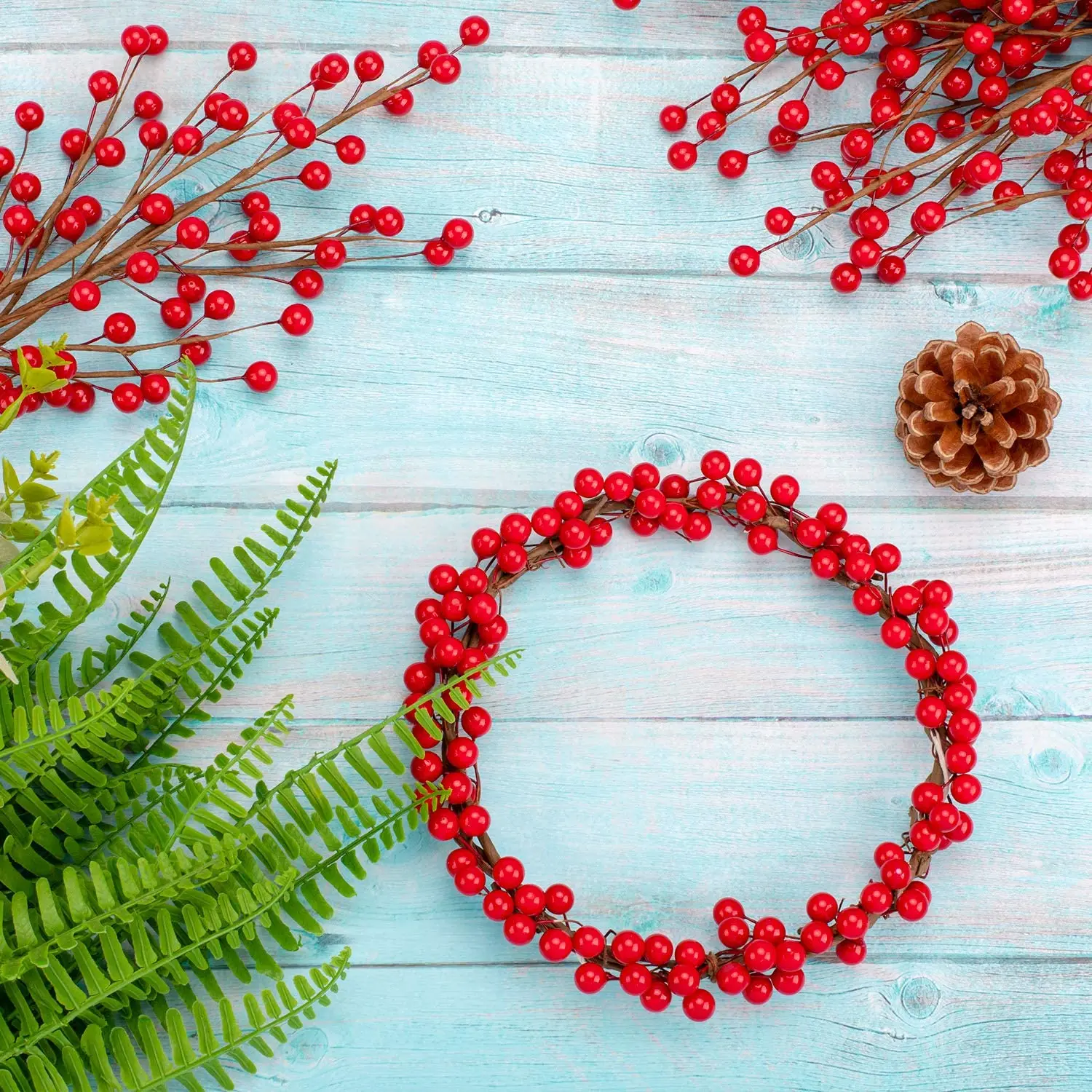 Red Berry Garland Artificial Red Burgundy Berry for Indoor Home Fireplace Decoration for Wedding Winter Christmas Xmas New Year